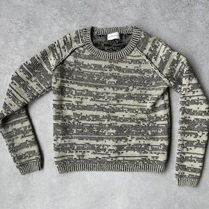 Christian Wijnants designer wool crewneck sweater knit black white grey XS